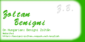 zoltan benigni business card
